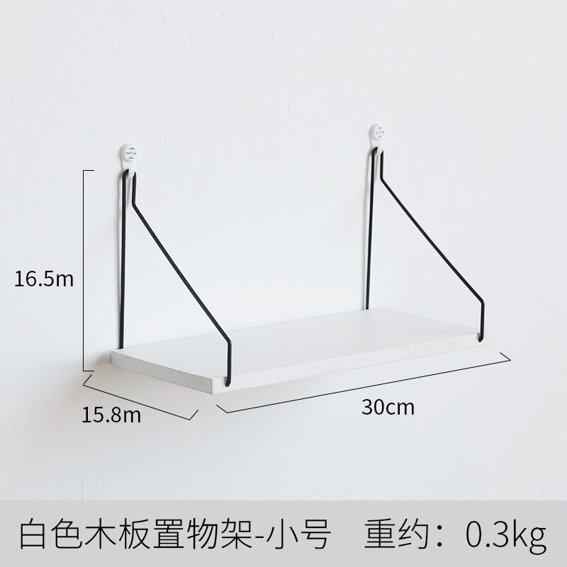 Metal Solid Wood shelf Bracket Support Wall Mounted Storage Rack Home Accessory 30/40/50cm 1pcs: Small 30cm White