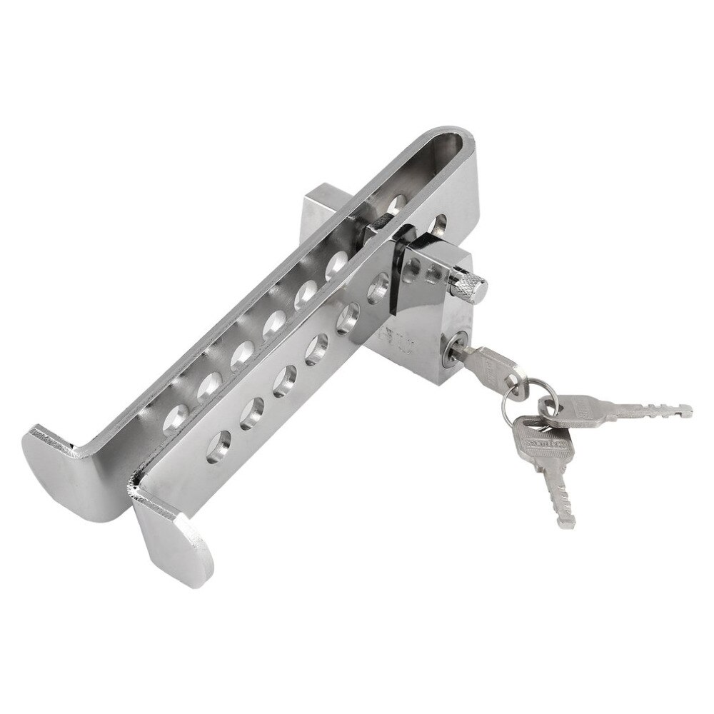 Auto Brake Clutch Pedal Lock Stainless Steel 8 Holes Anti-Theft Device Strong Security Silver