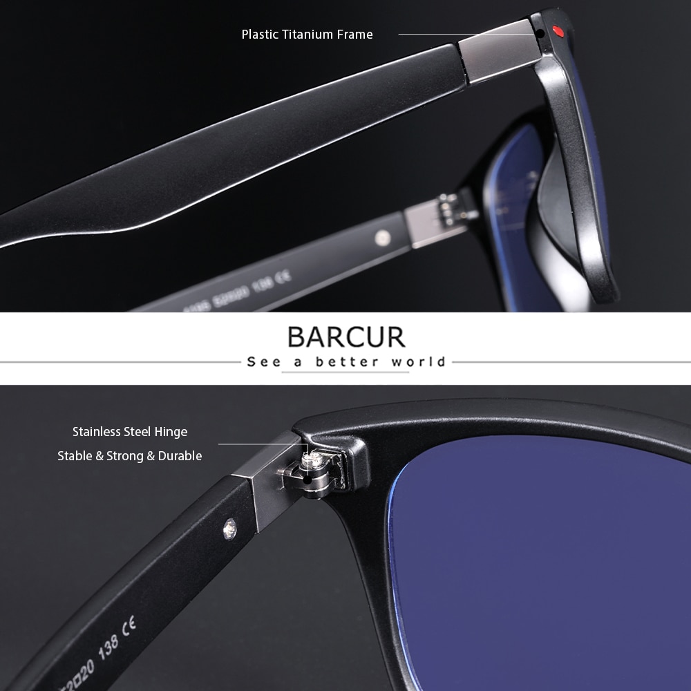 BARCUR Retro Blue Light Blocking Glasses Computer Glass Frame Men Glass Women Trend Styles Brand Optical Reading