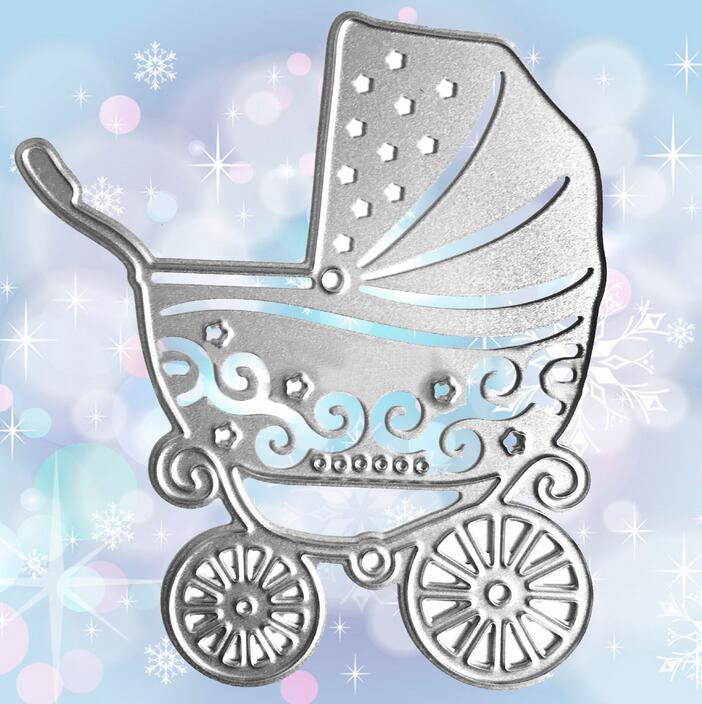 8 verschillende Stijlen Metal Carbon Stalen Vierkante Embossing Stansmessen Stencils Sjablonen Set voor DIY Scrapbooking Album Papieren Kaart: Baby Carriage