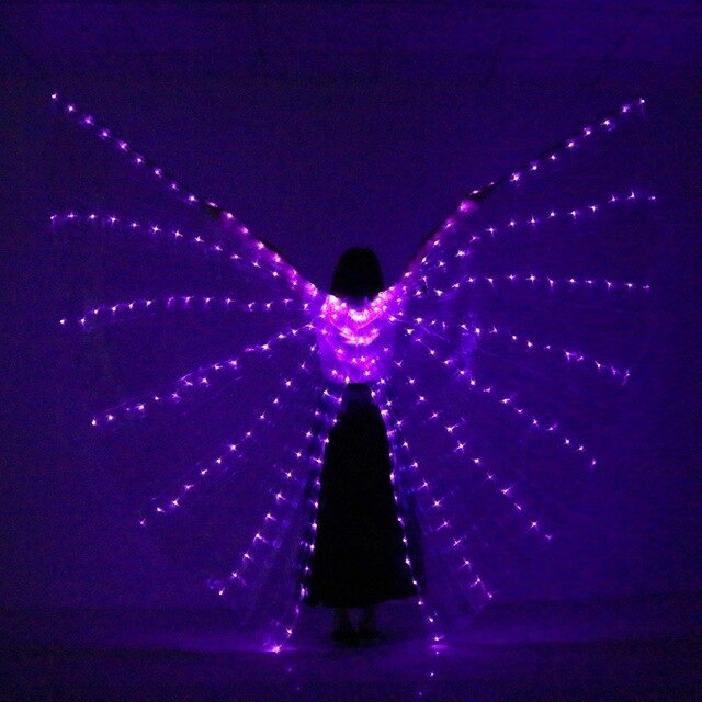 LED objeto de atrezo para mujer y niña, alas LED luminosas ISIS, disfraz de ala iluminada, alas de estilo abierto sin palos: purple
