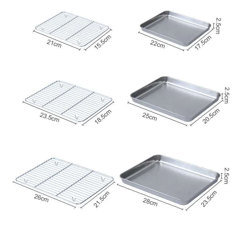 Edelstahl-Grilltablett, flaches Chassis, vielseitig einsetzbar, abnehmbares Kühlregal, Tablett-einstellen, antihaftbeschichtete Kuchen-Backform für sterben Küche