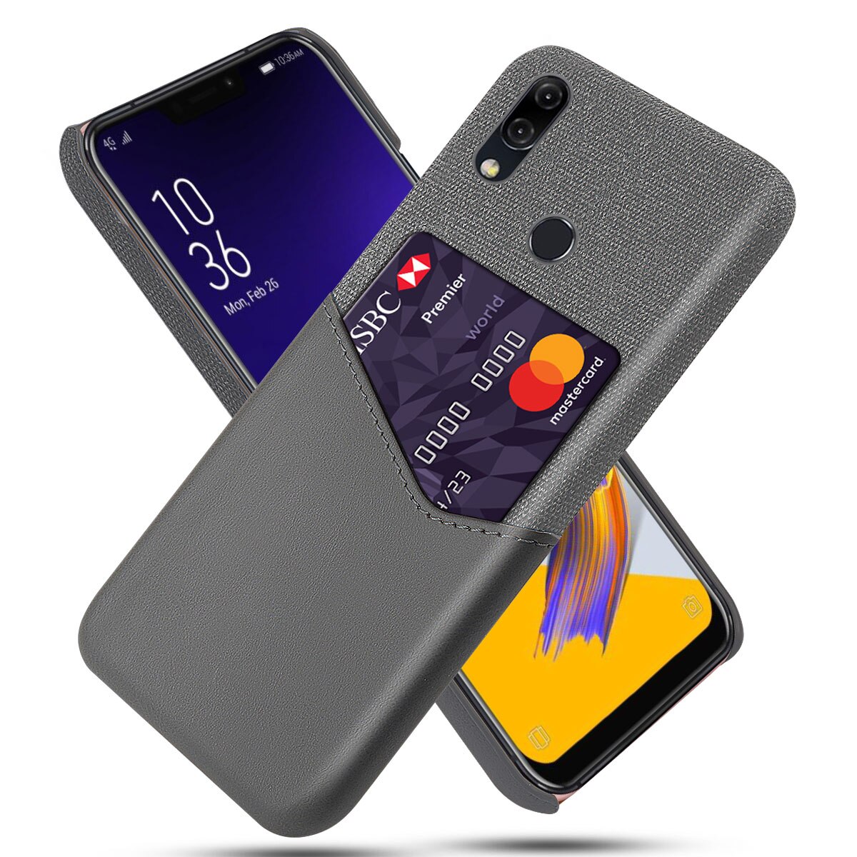 DCK Panno Duro con La Carta Del Telefono di Protezione in Pelle Custodie per Asus Zenfone 5 ZE620KL sottile ibrido Duro Platic Copertura Posteriore: Grigio