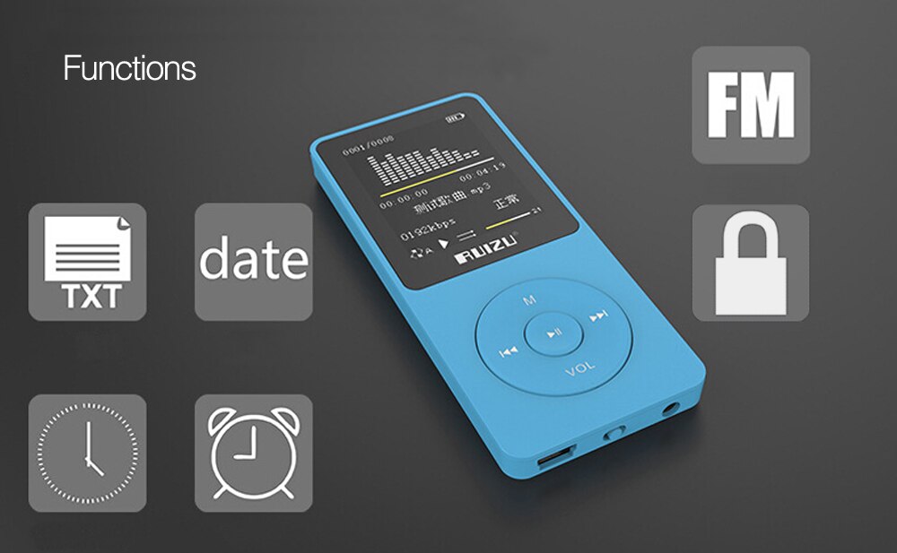 Original English version Ultrathin MP3 Player with 8/4GB storage and 1.8 Inch Screen can play 80H, RUIZU X02