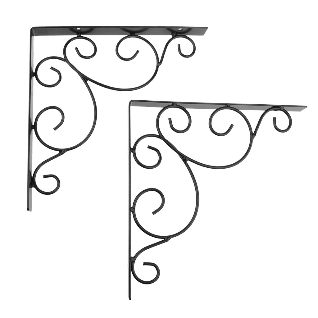 Antique Shelf Support Bracket, Carved Corner Triangle Brace, L Shape Bracket 20cm: Black