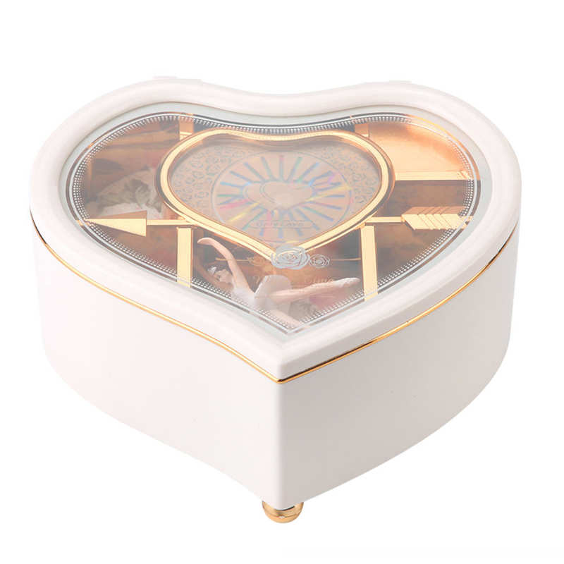 Music Box with Rotating Dancing Ballet Girl Cartoon Heart-Shaped Ornaments Home Decoration