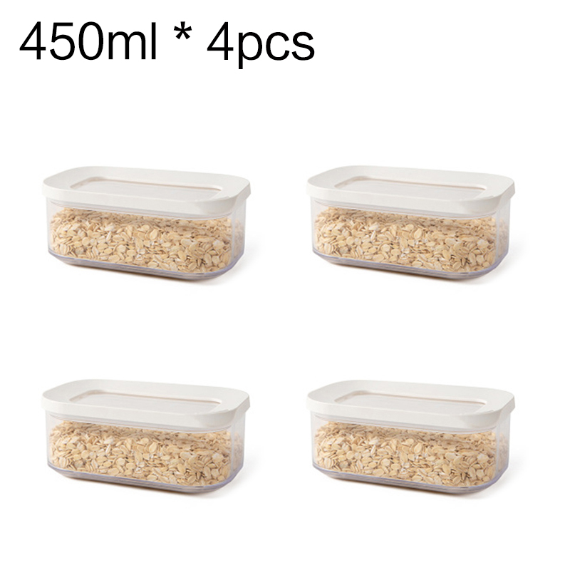 Plastic food seasoning container kitchen box refrigerator seasoning box multi-grain seasoning bean container storage container: 4 pcs 450ml