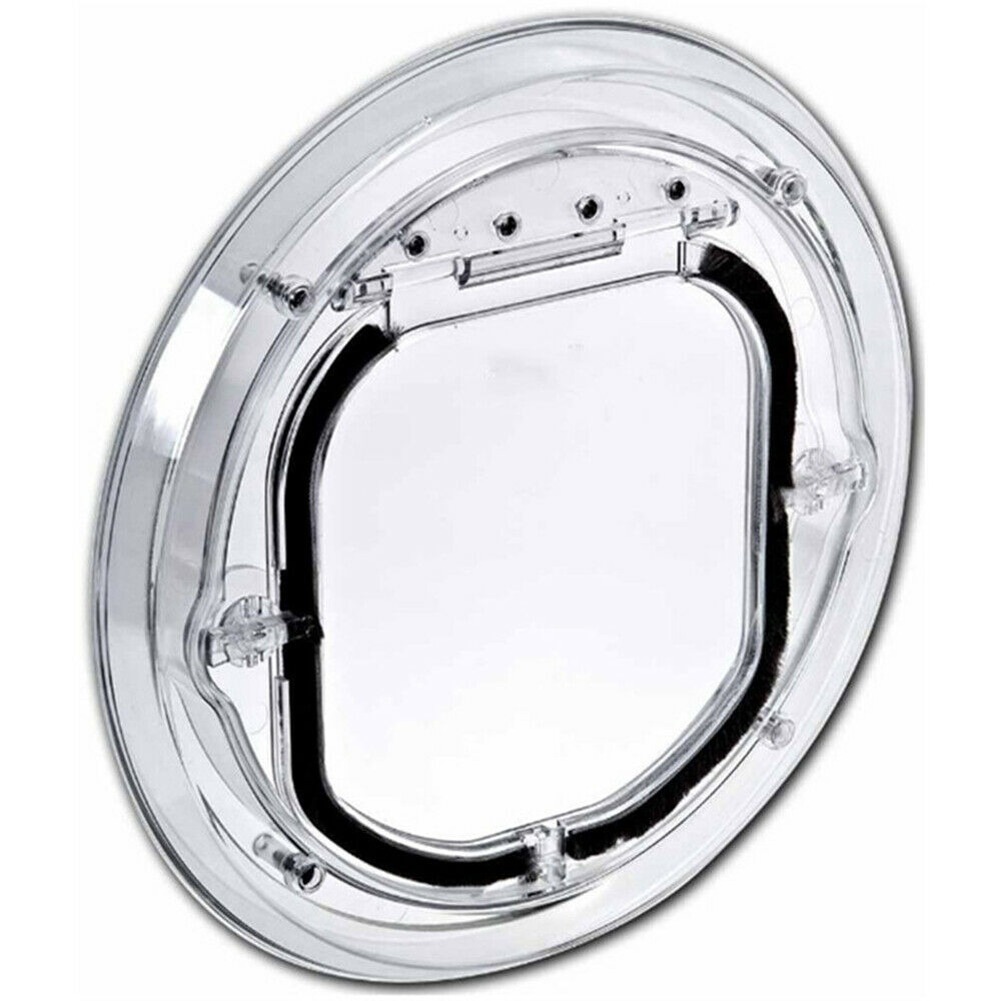 4 Ways Pet Dog Flap Door Round Clear Door Cat Gate Lockable Security Pet Entrance Glass Window Puppy Hole Door for Cats Dogs