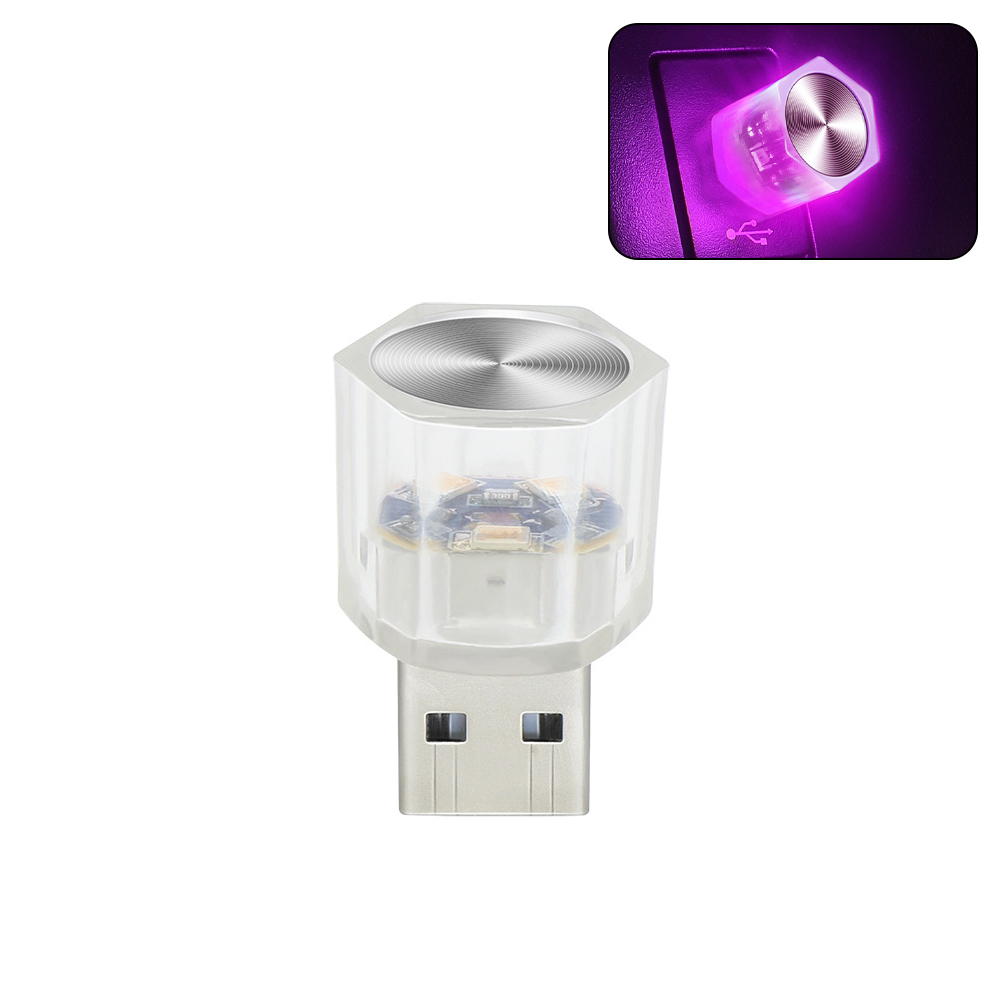 Bil usb ledet omgivelseslys billeselampe fargerik dekorativ lampe interiør atmosfære dekorasjoner lys tilbehør: Rosa