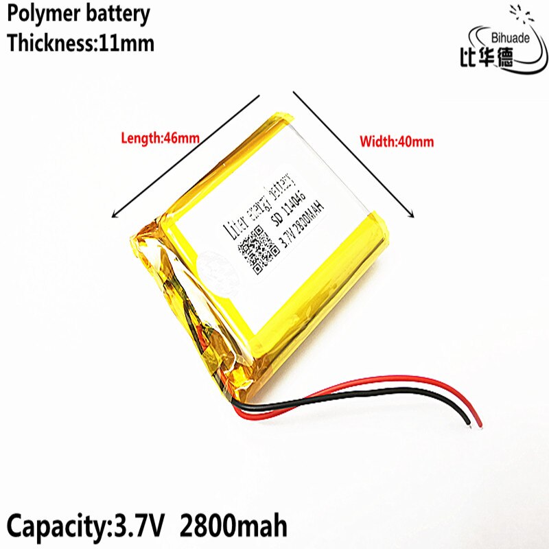 Liter energy battery Good Qulity 3.7V,2800mAH 114046 Polymer lithium ion / Li-ion battery for tablet pc BANK,GPS,mp3,mp4