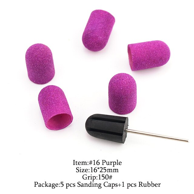 5 stk plastik slibehætter lilla sandblok med greb elektrisk pedicure manicure plejetilbehør poleringsfodværktøj: Z -5