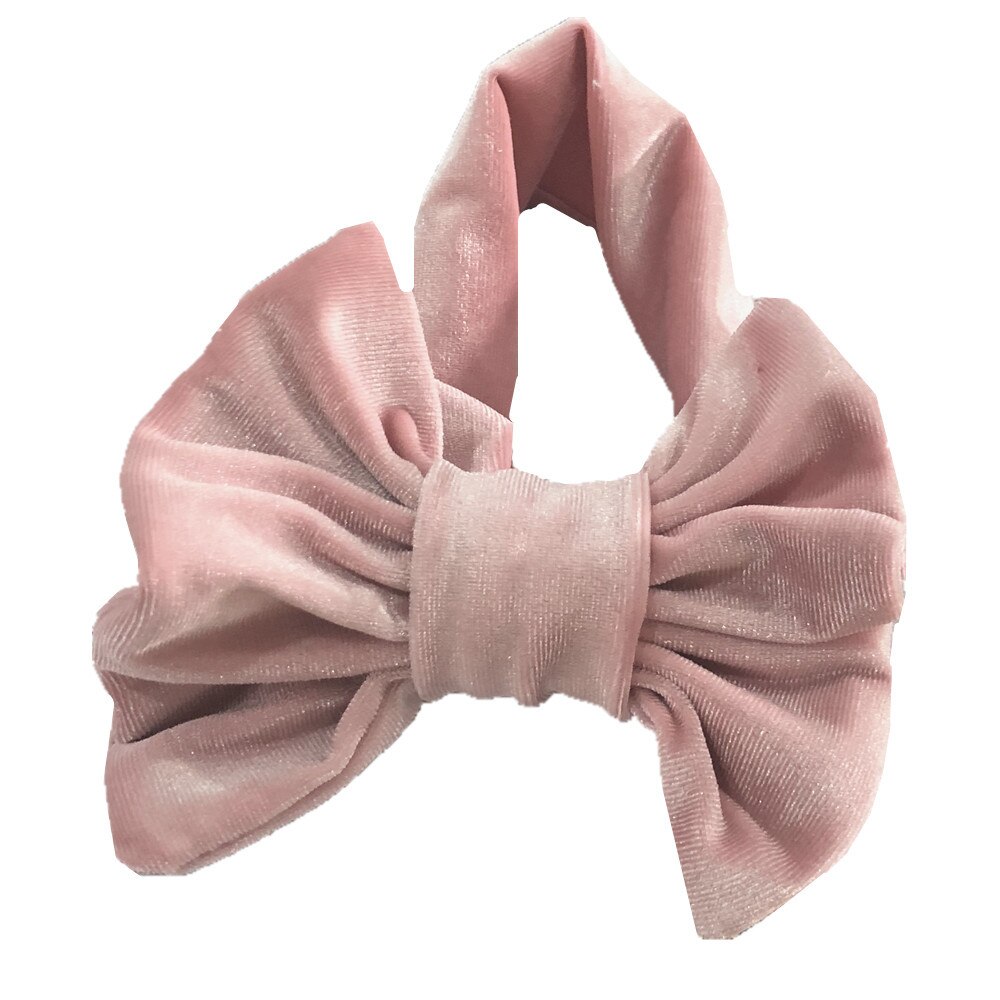 Peuter kinderen babymeisje gouden fluwelen hoofdband effen stof strik tulband knoop hoofdband haarband stretch meisjes hoofdbanden 3-12m: Beige