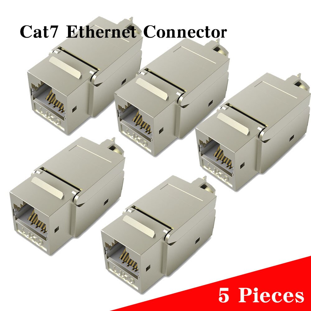 Vention Cat7 RJ45 Connector Cat7/6/5e Ethernet Female to Female 8P8C Patch Network Extender Extension Adapter for Ethernet Cable: Silver B04-H 5pcs