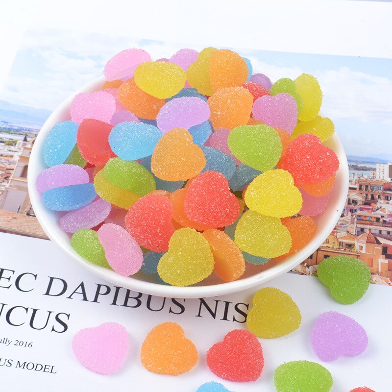 Hjärtformade berlocker för slime tillbehör leksaker godis fluffiga tillbehör lizun modellering lera diy kit slime leksak för barn
