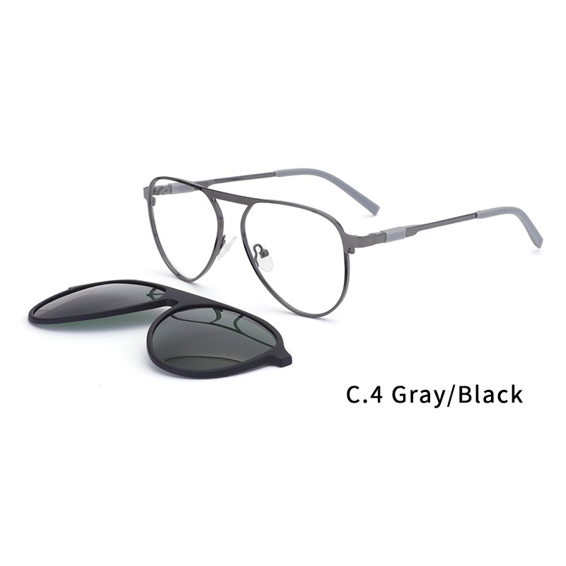 Ceofy Men Aviator Glasses Frame Magnet Clap Polarized Sunglasses Optical Myopia Eyeglasses Frame 39982: 39982C4