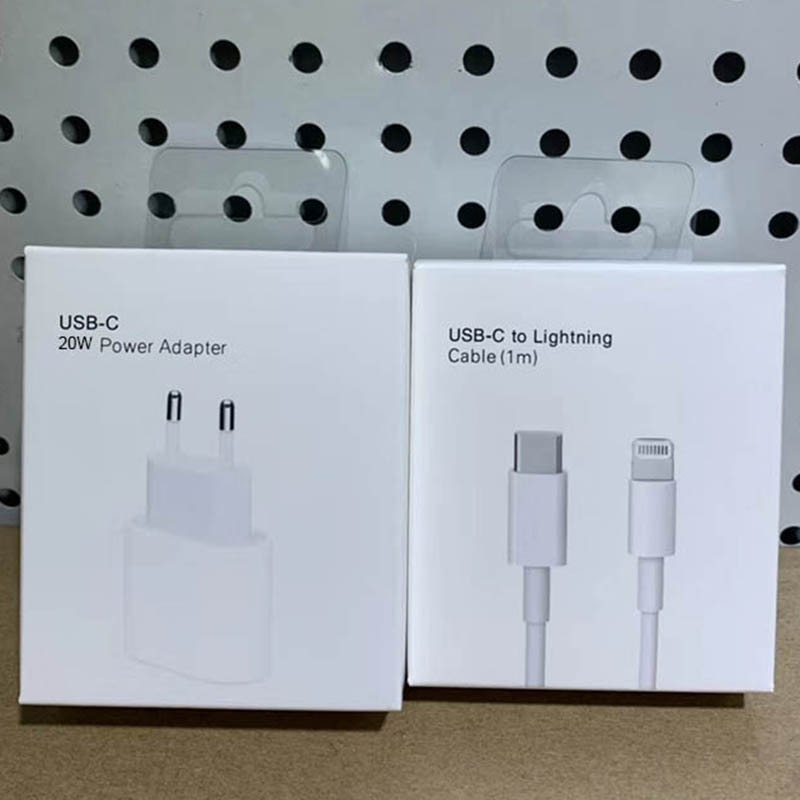 Original 20W For iphone 12 ChargerUSB C C2L Adapter Travel PD fast charger QC3.0 for Apple Cable for iPhone 12 mini 11 Pro Max