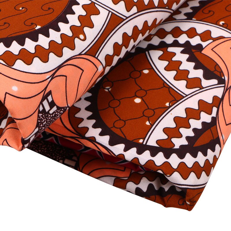 African Fabric African Nigeria Ankara Real Wax 6Yard Wax Fabric Brown Print