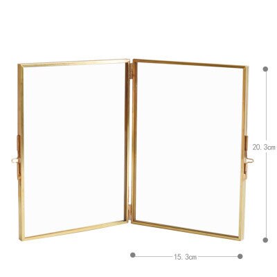 Gold Metal Glass Photo Frame Home Decoration Folding Wire Desktop Picture Brass Frames Portraits Landscape: folding design L