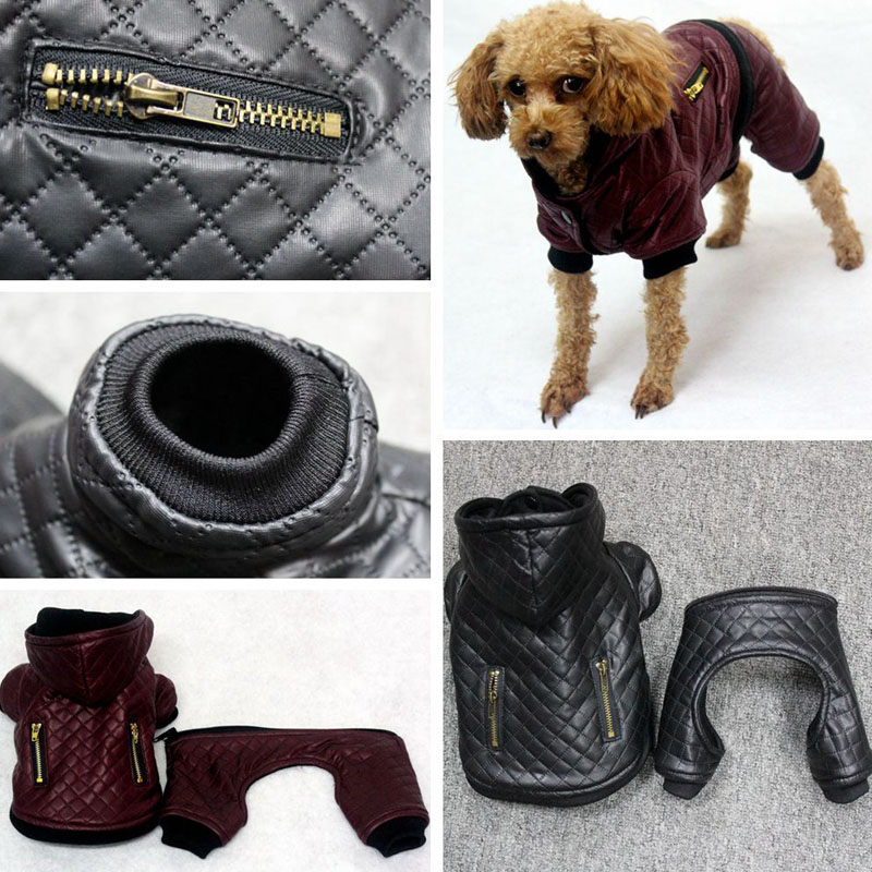 Leather Winter Pet Dog Coat Clothes Detachable Two-Piece Set Dogs Jacket Warm Four Legs Hoodies Windproof Clothing DOGGYZSTYLE