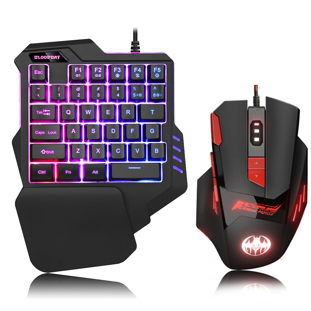 Game Keyboard Mouse Combos XT60 Color Wired Backlight One-Handed keyboard and mouse gaming keyboard for PC Gamer