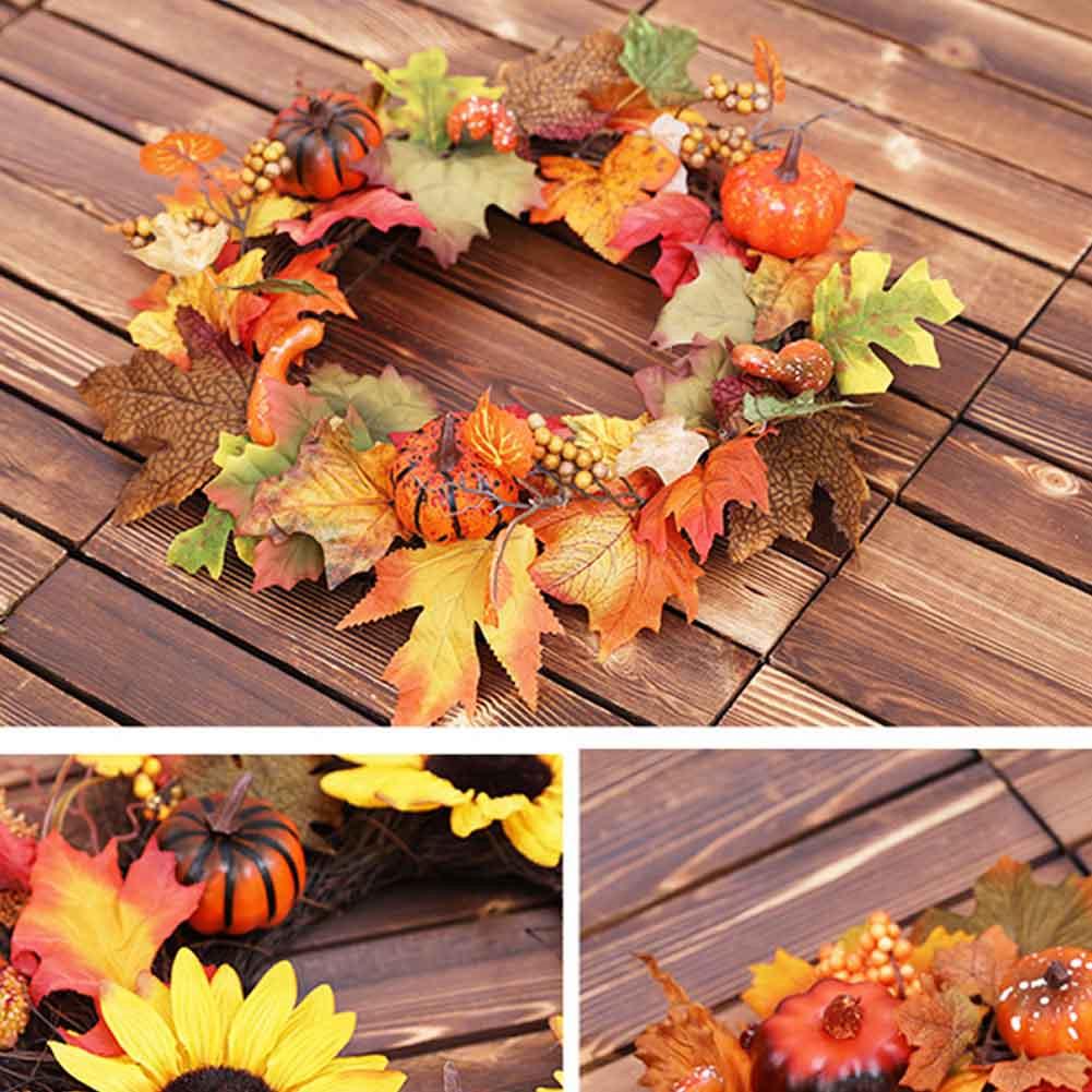 Halloween Pompoen Krans Pvc Krans Halloween Decoraties Voor Huis Zon Bloem Cane Krans Thanksgiving Muur Home Decoratie