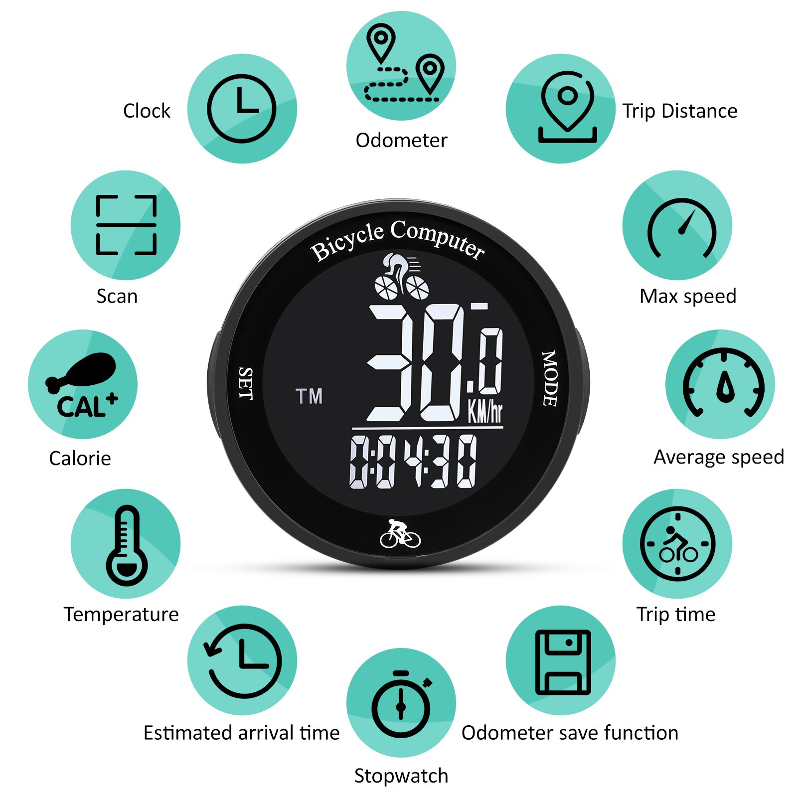 Wireless Bike Computer Waterproof Bicycle Odometer Multi Functional LCD Screen Cycling Speedometer MTB Speedos Meter Accessories