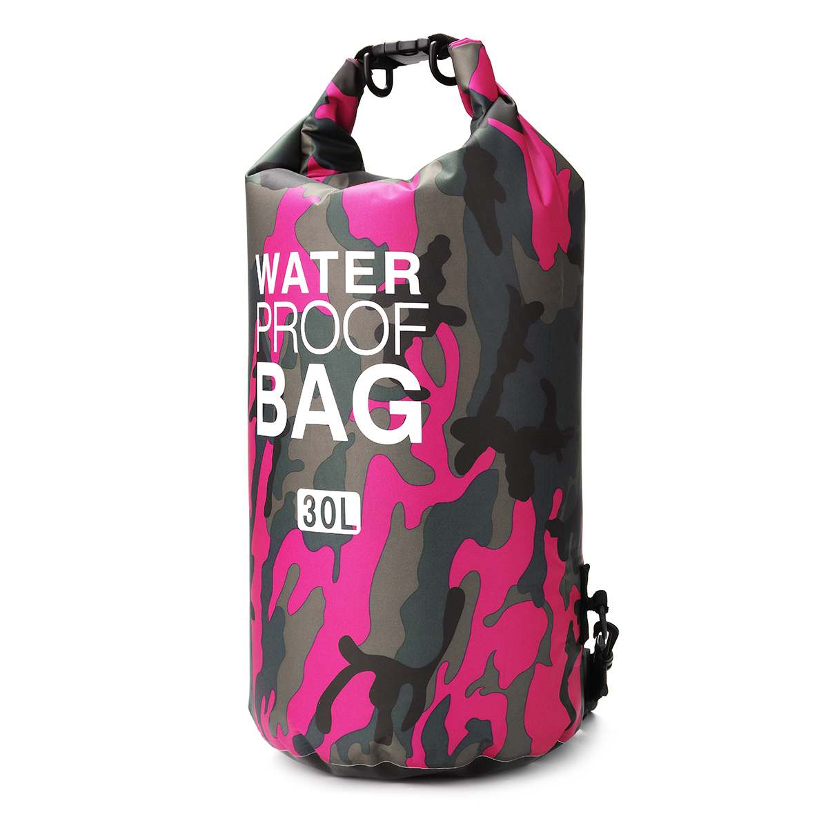 Pvc waterdichte opvouwbare camouflage droogzak outdoor strand duiken kamperen wandelen rugzak droogzak 30l: Rozenrood
