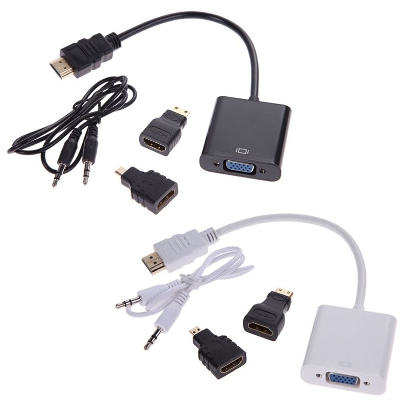 1080P Micro-Hdmi/Mini Hdmi/Hdmi Naar Vga Converter Adapter Met O Video Kabel
