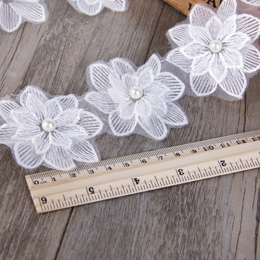 Cinta de encaje de Organza flor perla bordado recortado cinta de tela de costura DIY accesorios de ropa para envolver , 1Yc2488: 1056278006