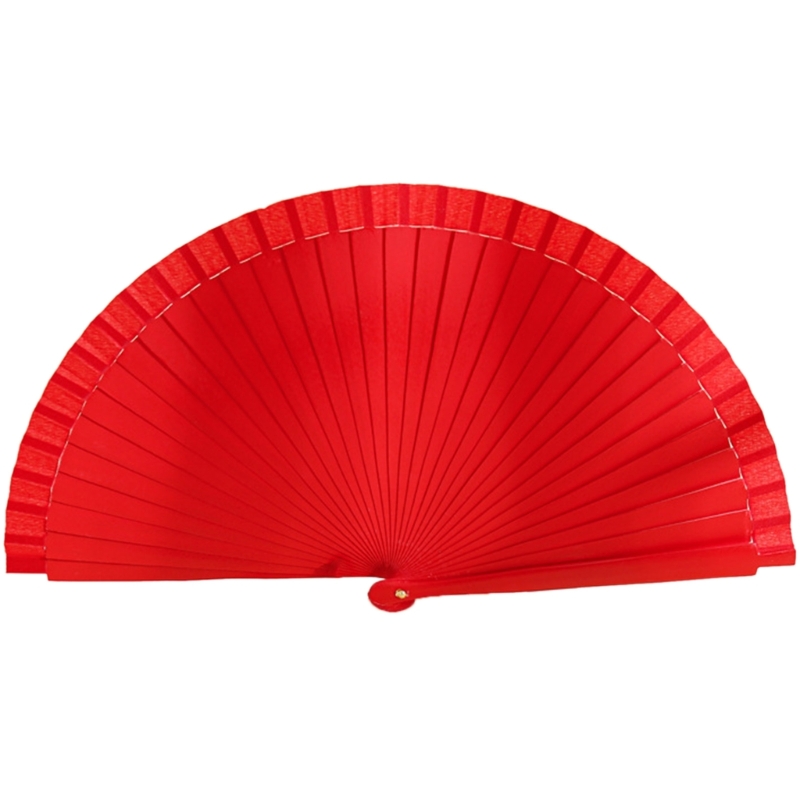 Abanico K1MF, abanico mano madera clásico y moderno, abanico plegable Color sólido español para bodas y: Rojo