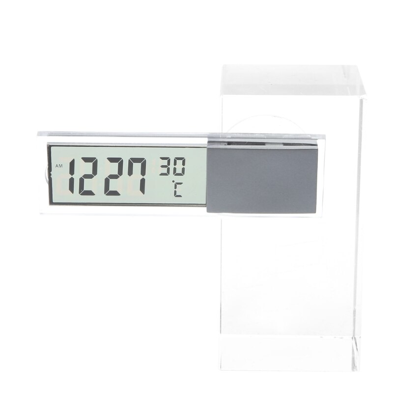 Mini termómetro Digital LCD para coche y camión, reloj con ventosa, 2 en 1