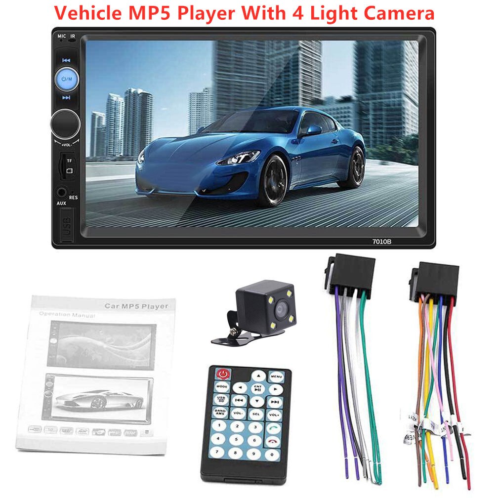 Autoradio MP5 double écran tactile 7 pouces, 7010B, Bt, Hd, lecteur multimédia, stéréo, support identique à l'écran, 2din: Default Title