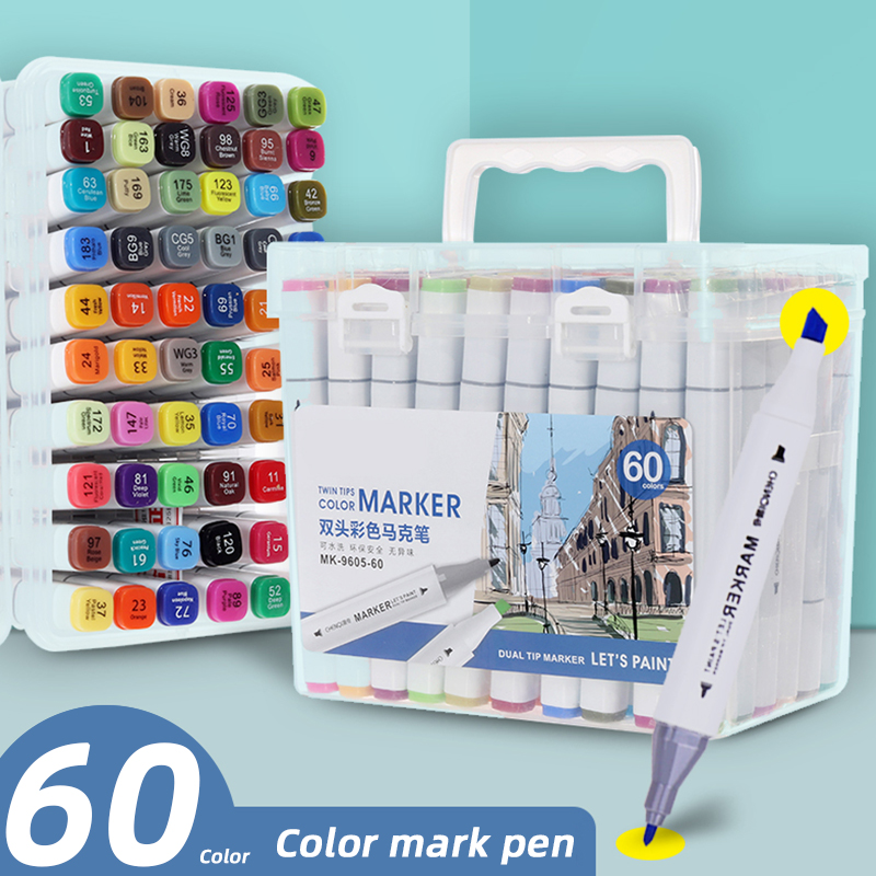Ensemble de couleurs 12/24/36/48/60, Double tête, , ne essuyent pas, stylo de marquage, peinture artistique, outils professionnels