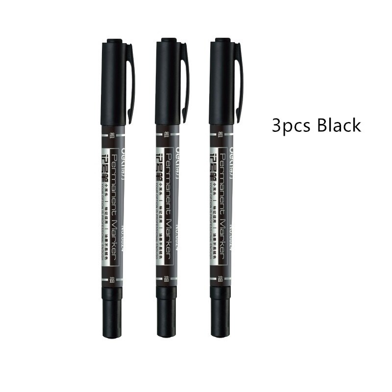 3pcs blue red black marker pen Dry fast bold & fine point pens for CD fabric wood Office School supplies F537: 3pcs Black color