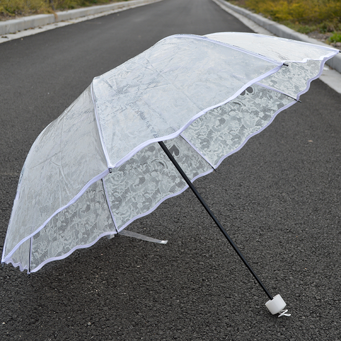 8 aandelen liefde transparant wit golvende rand parasols paraplu