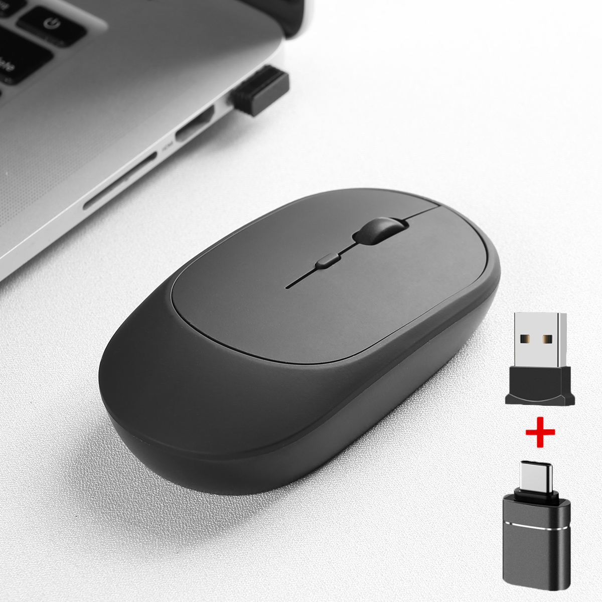 Rechargeable Wireless Mouse Dual Modes Bluetooth-compatible 2.4G USB Ergonomic Mice For Laptop Pad Tablet Macbook Mause: Blue