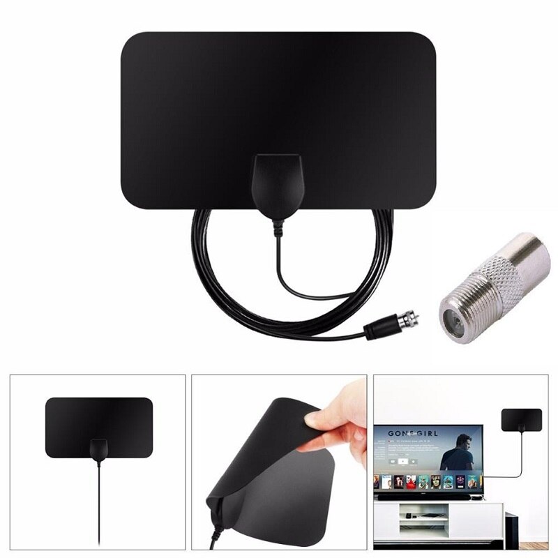 FGCLSY 4K 25DB haut Gain HD TV DTV boîte antenne de télévision numérique prise ue 50 Miles Booster actif intérieur antenne HD plate