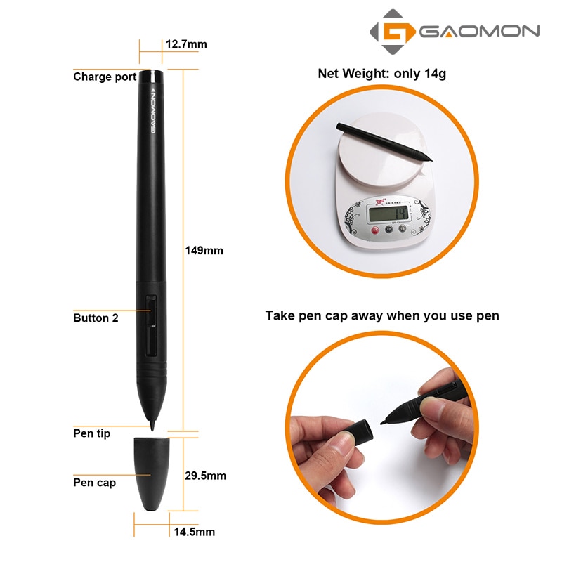 GAOMON – stylet de dessin numérique sans fil ArtPaint AP20, Rechargeable, respectueux de l&#39;environnement, pour tablette graphique M106, S56K et 860T