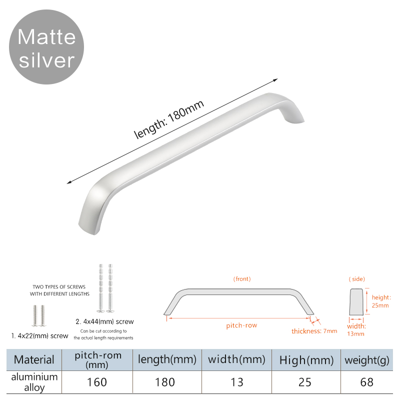 Minimalistisch modern meubilair kastdeur lade lange handgrepen voor badkamerkast zwarte aluminiumlegering: Light Grey