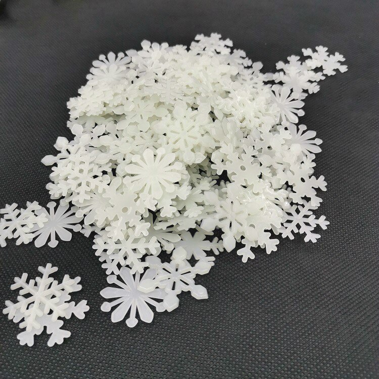 50 stücke Leuchtende Schneeflocken Zauberstab Aufkleber Winter Gefrorene Party DIY Ornamente Weihnachten Dekorationen für Heimat Navidad Gefälschte Schnee Dekor: Weiß