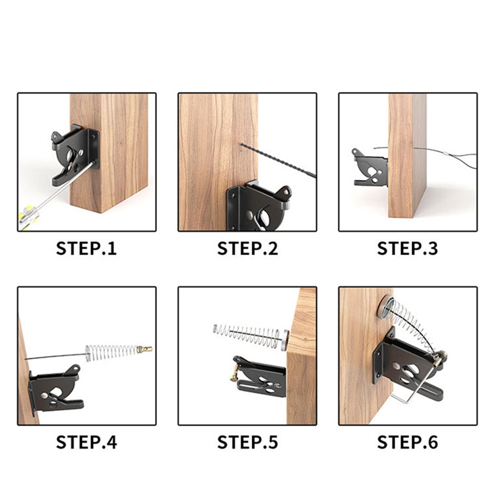 Gate Latch Spring Door Latch Hardware Self Locking Fence Lock for Outdoor Wooden Gates