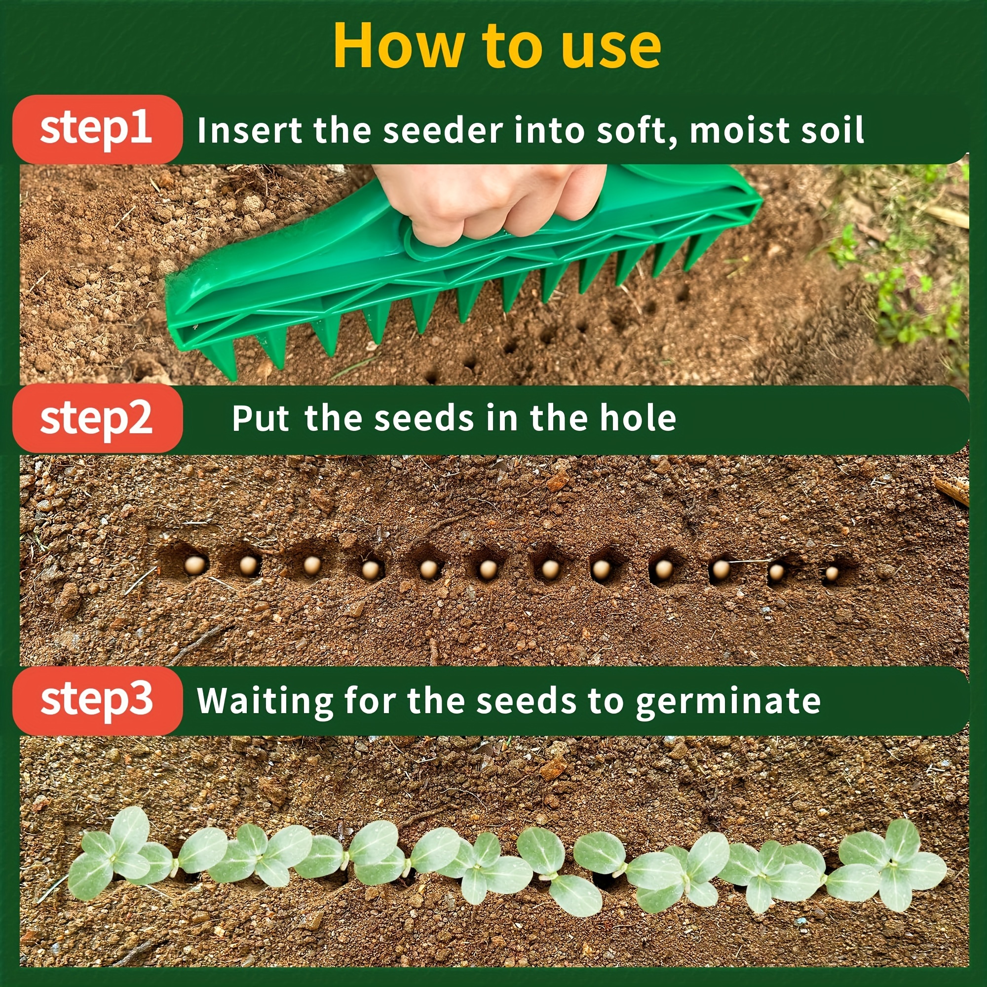 12-See-Schnellsaat-Pflanzgefäß, Hand-drücken-Sämaschine, langlebige Gartensämaschine, Werkzeuge, wasserdichter Pflanz-Booster für effiziente Gartenarbeit