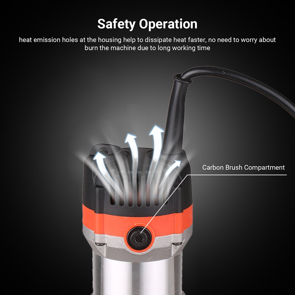 800W Router 30000r/min Electric Wood Trimmer Wood Router Laminate Trimmer Slotting Trimming Grooving Machine