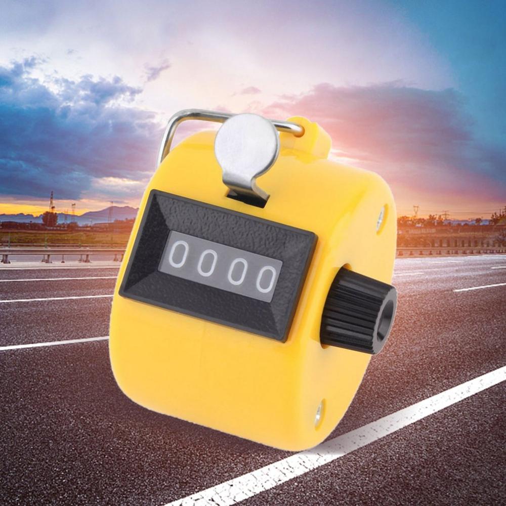 Yellow 4 Digit Number Counters Plastic Shell Hand Finger Display Manual Counting Tally Clicker Timer Soccer Golf Coin Counter