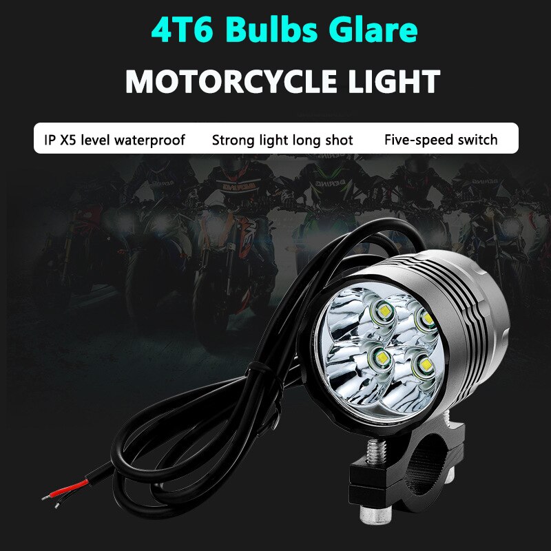 40W hoch Energie LED Licht Motorrad Scheinwerfer Vorderseite Scheinwerfer E-Fahrrad 4-Leds Stelle Nebel Lichter 12v Hohe abblendlicht Strobe Wasserdicht