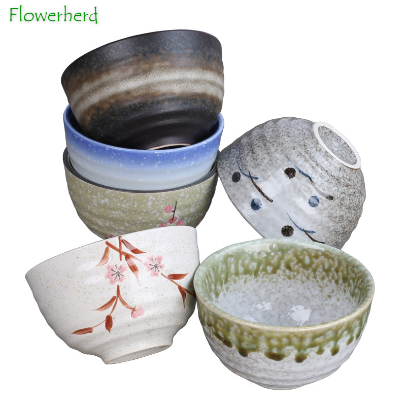 Bol en céramique japonais et coréen de 4.5 pouces, riz à motif d'anneau, bol Matcha japonais, bol à Dessert, bol à soupe, bol Ramen