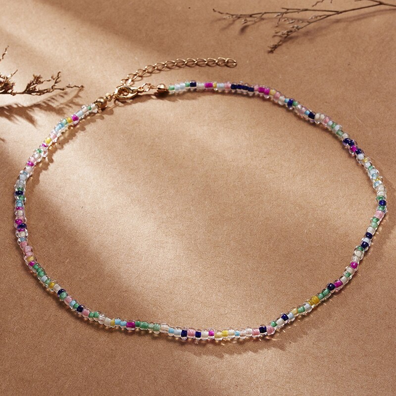Boho Chic koraliki naszyjnik kobiety moda kolorowy łańcuszek na szyję czeski czarny Choker naszyjniki biżuteria Charms Party prezent 2021: NA182-3
