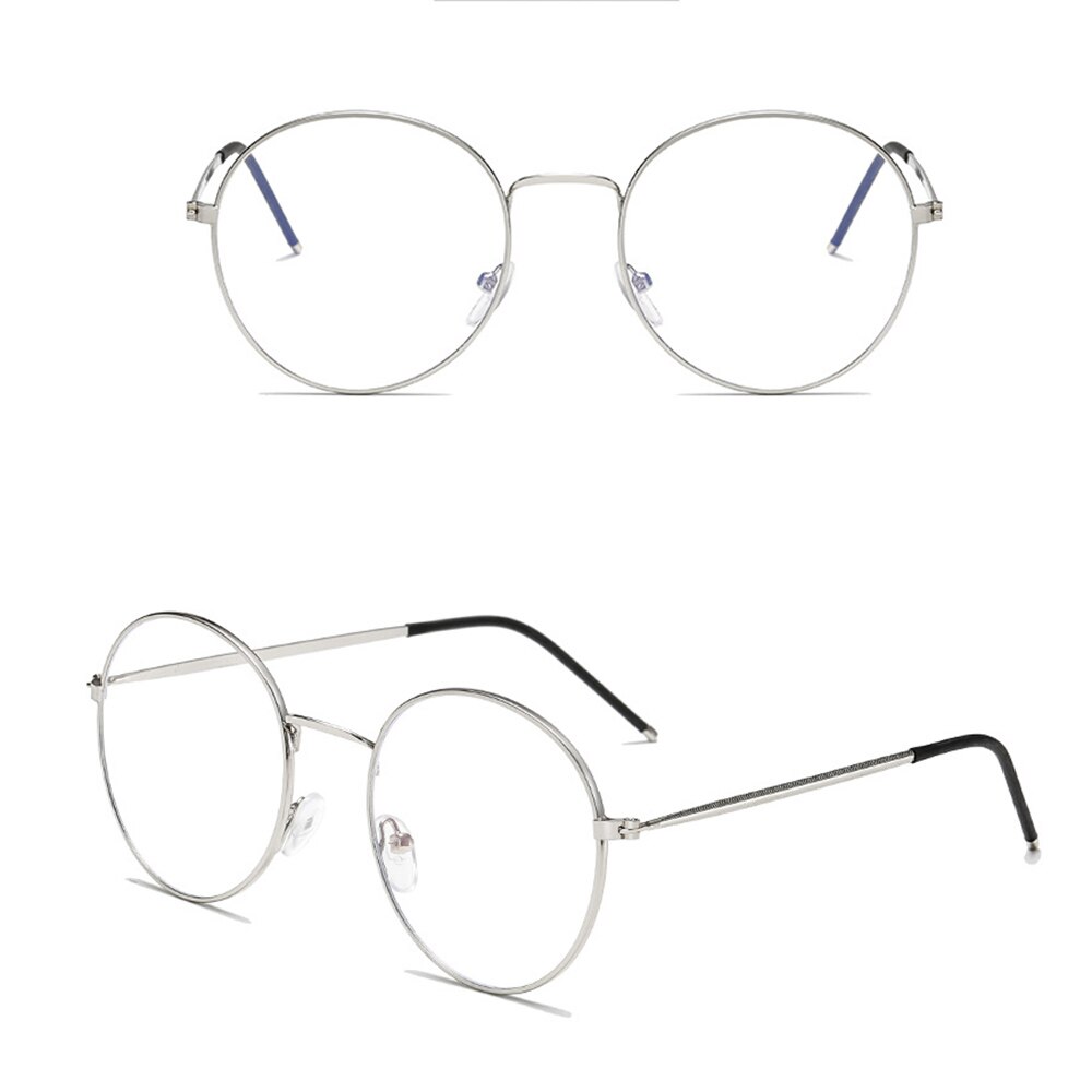 Vintage retro runde metal brille ramme kvinder mænd anti blå lys stråle blokerende øje computer briller rammer klar linse briller
