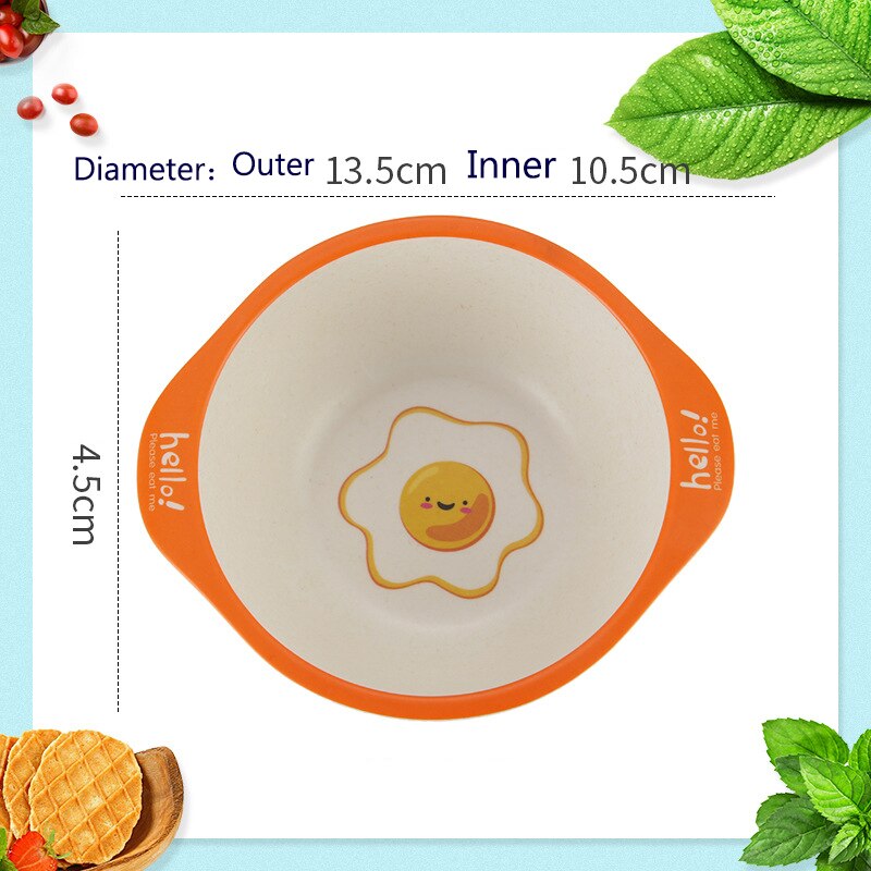 Bol de bébé en fibre de bambou plats pour enfants, bol d'alimentation naturel vaisselle pour enfants table dessin animé