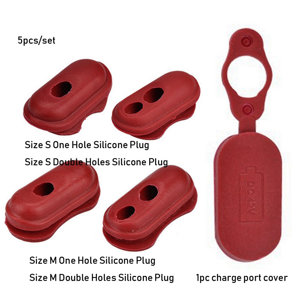 Couvercle de Port de Charge en caoutchouc pour XIAOMI M365, 4/5 pièces, rouge, bouchon anti-poussière, pièces pour Scooter électrique, accessoires de Skateboard: 07